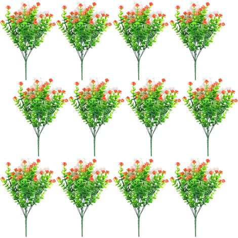 12 pièces (Eucalyptus Camélia Coucher de soleil) Eucalyptus Camélia artificiel, Gypsophile artificielle, Bouquet de roses d'eucalyptus à sept branches (Frais d'emballage + 0,3 yuan par ensemble) (1/2)