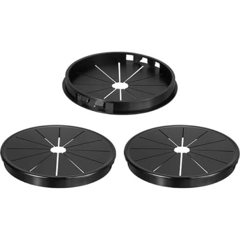 Lot de 3 passe-câbles ronds en nylon noir de 100 mm (3,94 pouces) pour bureaux et plans de travail (1/5)