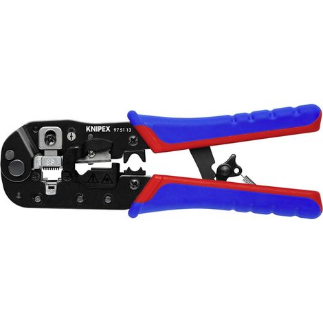 KNIPEX 97 51 13 Crimpatrice per connettori tipo western RJ45 con manici multicomponente brunita 190 mm