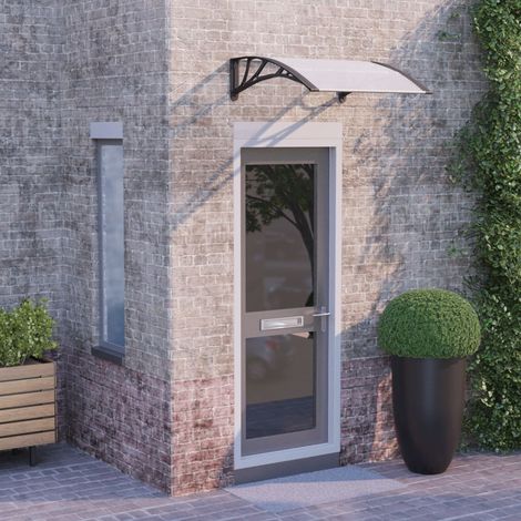 Auvent de porte Marquise d'entrée - Store Banne Noir et transparent 80x80 cm Polycarbonate BV782862 - BonneVie (1/5)