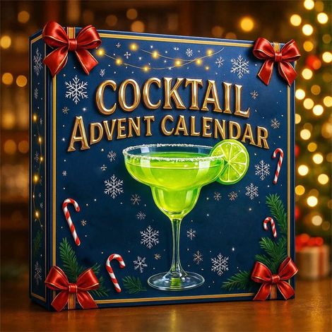 Calendrier De Lavent En Bouteilles - Calendrier De Compte À Rebours Pour Noël - Dimensions 18 X 26 Cm - Couleur Bleue - Lot De 1 (1/5)