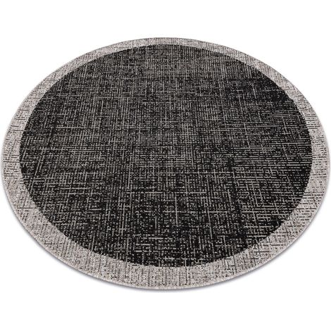 TEPPICH SIZAL FLOORLUX 20401 Rahmen KREIS schwarz / silber  black rund 120 cm