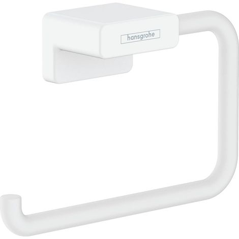 AddStoris - Porte-papier WC, Distributeur de papier toilette pour montage mural, Support de rouleau de papier toilette, fixation cachée, Accessoires de salle de bains, Blanc mat, 41771700 (1/5)