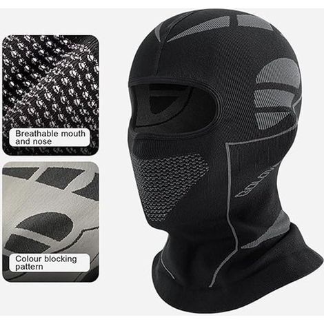Pasamontañas y capucha de esquí de invierno profesional, forro para casco, calentador de cuello transpirable, Talla única, Gris zorro plateado (1/5)