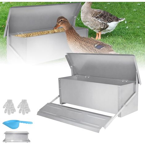 1 Distributeur automatique de nourriture pour poulets 10 kg Acier galvanisé Étanche Anti-rongeurs Jardin Ferme (1/5)