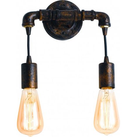 "Applique AMARCORD in metallo ruggine invecchiato con due punti luce" (1/2)