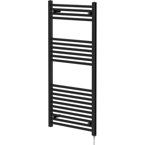 Colore Matt Black 1200mm x 600mm Straight Electric Heated Towel Rail (1/5)