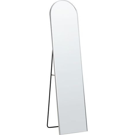 Espejo de pie de metal plateado con apoyo 36x150 cm moderno Bagnolet