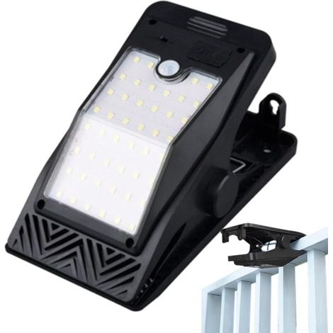 Lampes solaires à détecteur de mouvement avec pince, lampes LED à détecteur de mouvement pour cours, jardins, clôtures, garages, etc. (1/5)