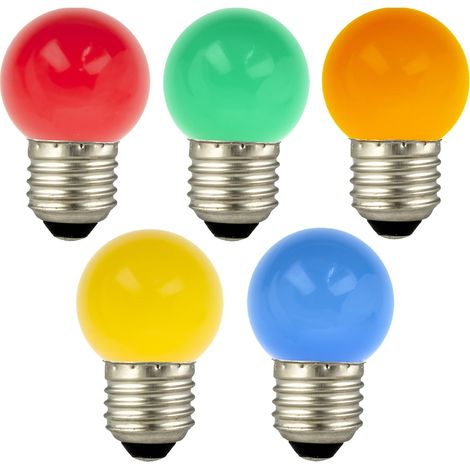 ampoule à led - e27 - 1w - multicolore - g45 - lot de 5 - bailey 143753