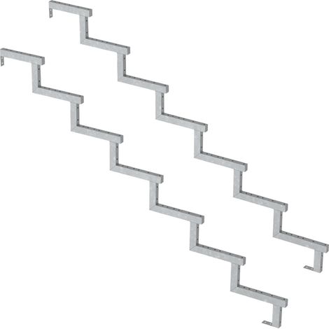 Pack 2 pièces - Limon acier galvanisé 7 marches - H 119cm - Option contremarches