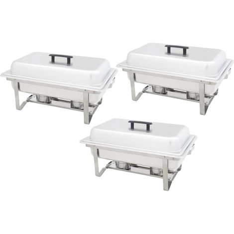 Chauffe-Plats Réchauds Maintien au Chaud Bacs Gastronorm Acier Inoxydable Lot de 3 (1/5)