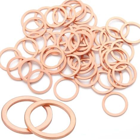 Rondelles Metal Joint Cuivre Vidange M20 20pcs Rondelles pour Gonds de Porte, Plates Joint Bouchon Vidange Joint Torique pour Fixations à vis,L'étanchéité des Vis Bagues D'étanchéité (M2026 1.5) (1/5)