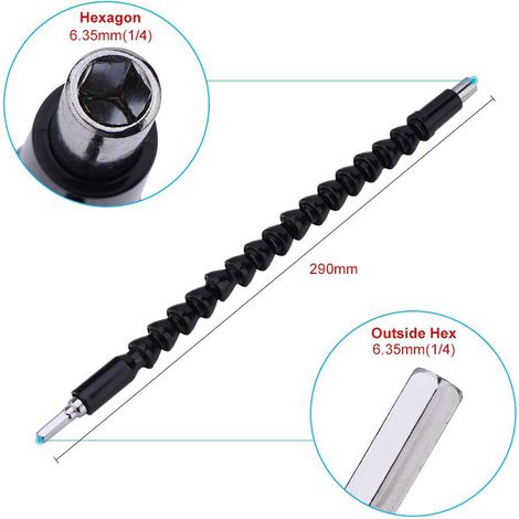 Tournevis flexible avec rallonge, porte-embout magnétique de 29,5 cm, manche extensible pour perceuse, outil rotatif polyvalent (1/5)