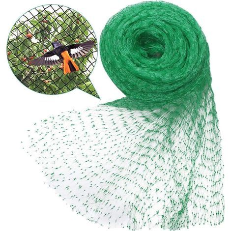 Rete di protezione per uccelli 2 x 5 m, rete di protezione per giardino per ciliegi, viti e meli, maglia 15 mm, verde (1/4)
