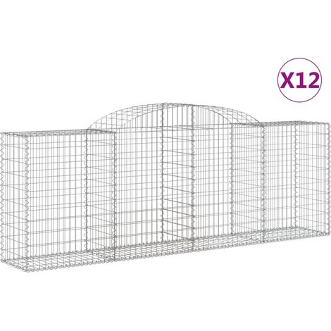 Paniers à gabions clôture cage mur de soutènement arqués 1lot de 2 300 x 50 x 100/120 cm fer galvanisé Argent