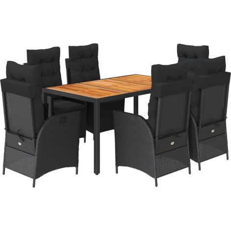 Maison Exclusive - Set da Pranzo da Giardino 7 pz Nero con Cuscini in Polyrattan (1/5)