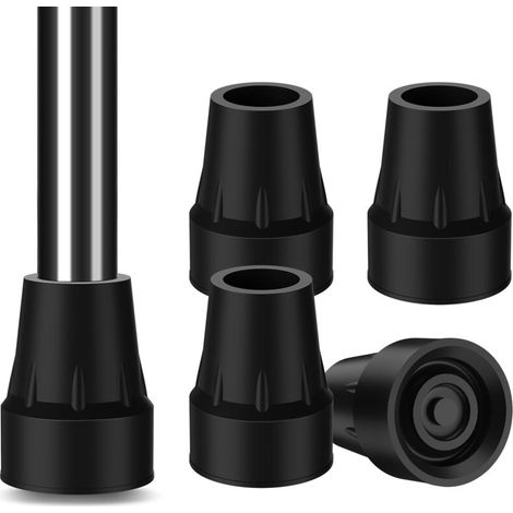 4pcs, 22mm Embouts de Canne, Embouts Épais en Caoutchouc pour Béquilles, Adhérence Antidérapante Extrême, Installation Facile, Idéal pour Cannes/Béquilles/Bâtons, Noir (1/5)