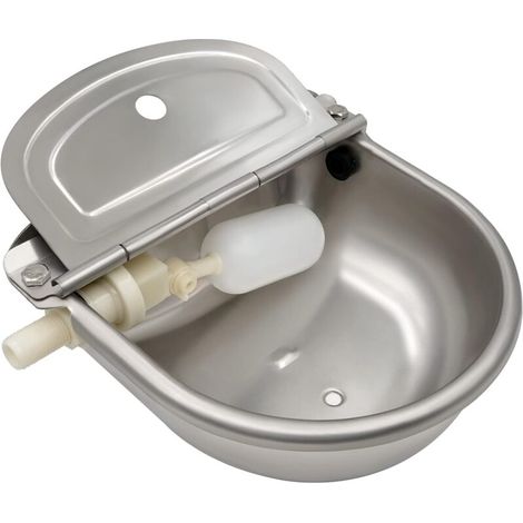 Lauwexe – Abreuvoir automatique en acier inoxydable 304 – Valve flottante réglable – Bouchon de vidange – Dimensions 26x26x10cm pour chevaux, chiens, bétail