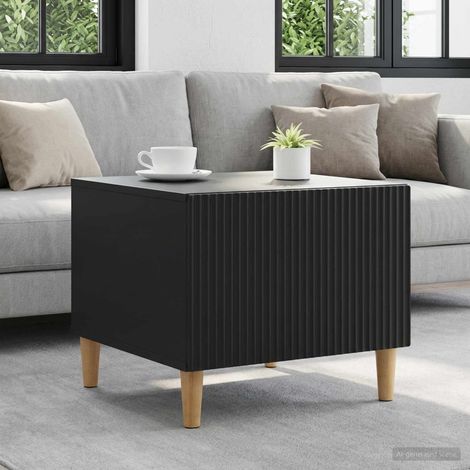 Table basse avec tiroir et rangement en bois d’ingénierie noir, 49 x 50 x 40 cm, 13.93kg - PANGIVO (1/5)