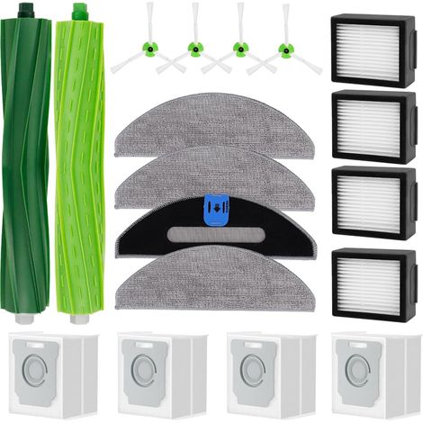 Lot de 18 accessoires de rechange pour aspirateur iRobot Roomba Combo i5 i5+ J5 J5+ I8 I8+ – 2 brosses, 4 filtres HEPA, 4 serpillières, 4 sacs à poussière (1/5)