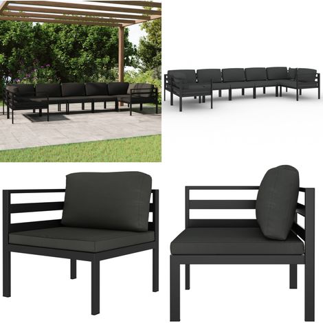 Salon de jardin 7 pcs avec coussins Aluminium Anthracite - Salon De Jardin - Meubles De Jardin - Mobilier Extérieur - Set De Salon De Jardin - Canapé D'angle - Home & Living (1/5)