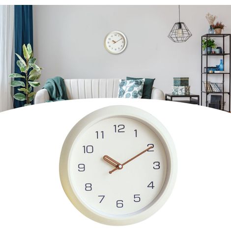 Runde, geräuschlose Quarz-Wanduhr (30,5 cm Durchmesser) aus cremefarbenem ABS-Kunststoff – 1 Stück