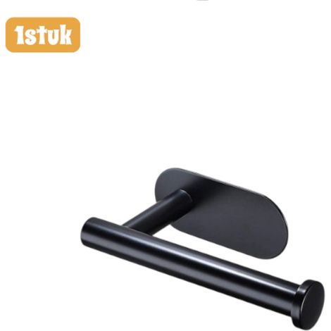 Porte-papier toilette noir en acier inoxydable autocollant sans perçage pour salle de bain, toilettes et cuisine (1/5)