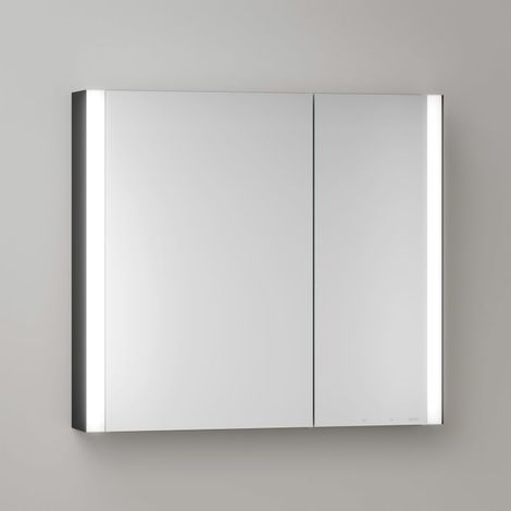 Keuco Royal Metis LED Aufputz-Spiegelschrank 80 x 71 cm, 2 Türen mit Spiegelheizung, asymetrisch, schweizer Ausführung (1/5)