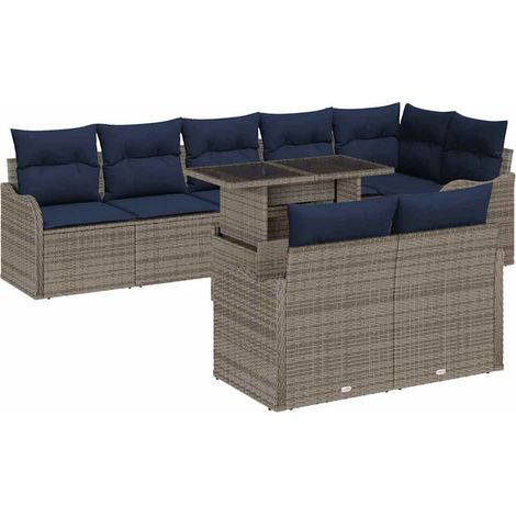 Set Divano da Giardino 9 pz Grigio Poly Rattan vidaXL (1/5)