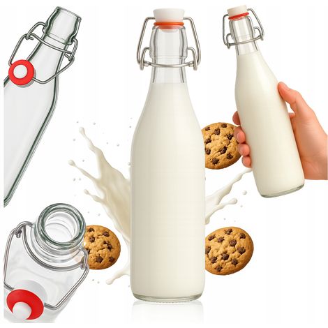 Botella de leche redonda de 500 ml con cierre mecánico
