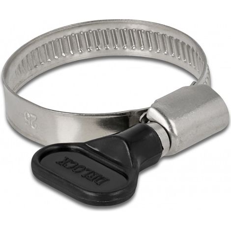 DeLOCK 19447 fascetta per manichetta Nero, Metallico Collare per vite (vite senza fine)