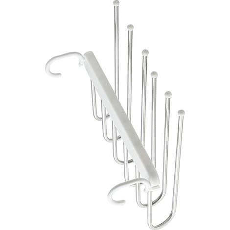 Klappbarer Hosenständer, 6-lagig, multifunktional, aus Edelstahl, zusammenklappbar, mit Kleiderbügeln, Handtuchhalter und Schrankorganizer, weiß (1/5)