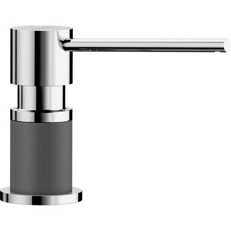 1 Distributeur de savon LATO, Gris rocher chromé, Remplissage supérieur, Trou 35 mm, Cuisine