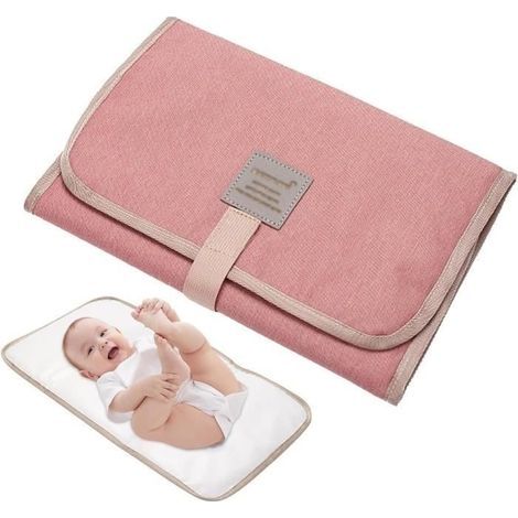 Pliable Matelas à Langer de Voyage, Tapis à Langer Pour Bébé, Impermeable Portable Tapis à Langer (Rose) (1/4)