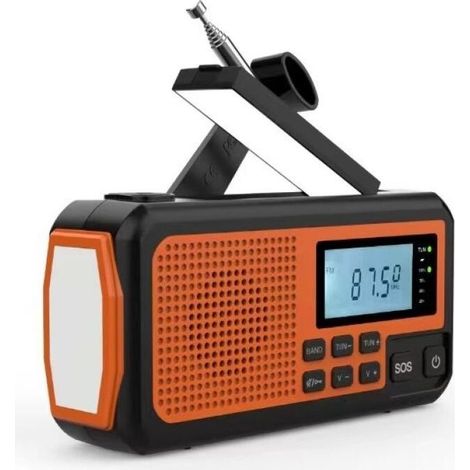 Radio solaire 4000mAh AM/FM/SW 3 méthodes de chargement Alarme SOS Lampe de poche LED Chargeur de téléphone (1/5)