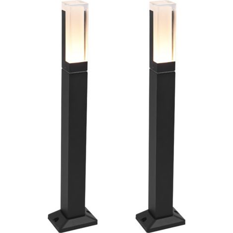Borne Extérieure LED - 6 W - 4000 K - IP65 - Pour Jardin Chemin Terrasse - Noir - 40 cm - 110-240 V - Lot de 2