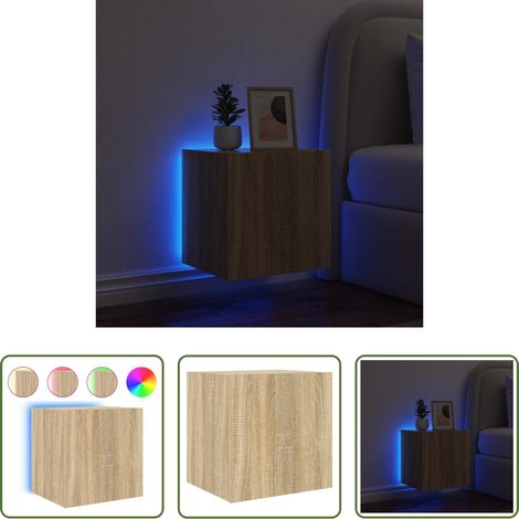 LED-Leuchten - TV-Wandschrank mit LED-Leuchten Sonoma-Eiche 40,5x35x40 cm (1/5)