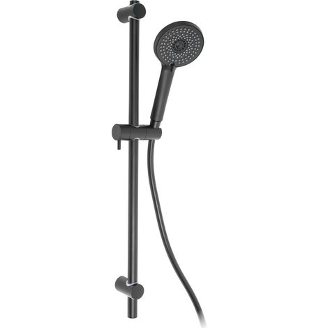 Set asta doccia 3 getti doccino nero tondo anticalcare mod. Ermes (1/4)
