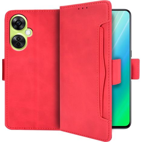 Funda tipo libro para OnePlus Nord CE 3 Lite 5G, con ranura para tarjeta, color rojo. (1/5)