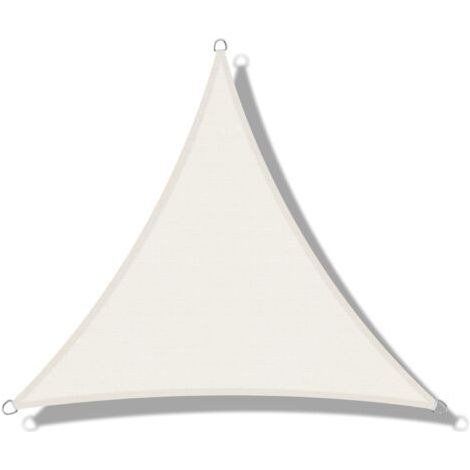 Voile d'ombrage (HDPE) Triangulaire 5 x 5 x 5m Crème Protection des Rayons UV pour Terrasse Camping Extérieur Jardin (1/5)