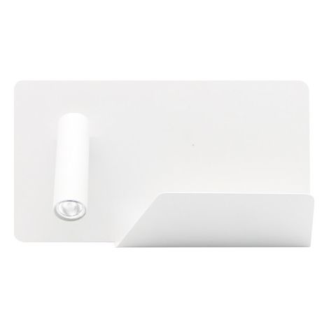 lampada da parete 3w 4000k miguel angel sinistra bianco c/usb e mensola 150lm 16x28x12 cm regolabile