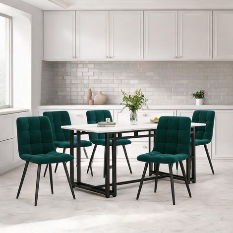 Ensemble table et 4 chaises de salle à manger en MDF et velours (1/5)