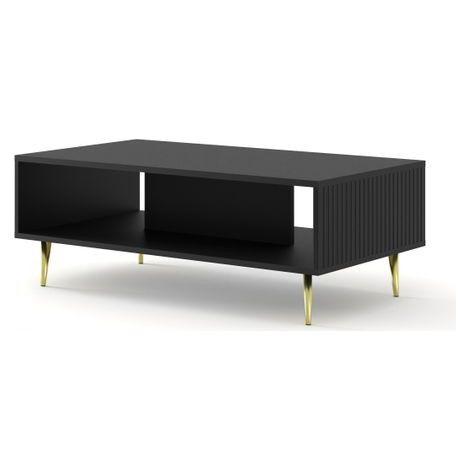 Table basse Noir mat 90x60x43 RAVI B FILET Pied or