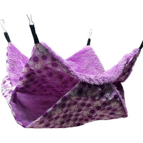 Adorable hamac suspendu pour rongeurs, balançoire pour rat, chinchilla, perroquet, cochon d'Inde - Lit suspendu violet, taille S.