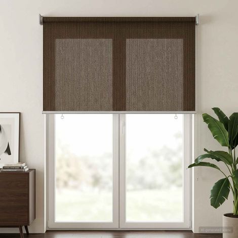 Store enrouleur extérieur pare-soleil en HDPE marron pour balcon et patio 125 x 230 cm - PANGIVO (1/5)