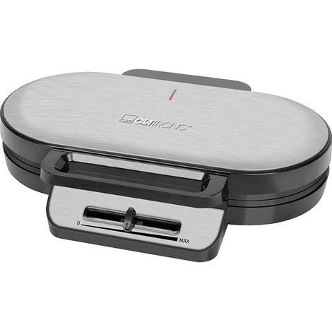 Gaufrier 2 plaques 1200W – Revêtement anti-adhésif – Niveau de brunissage réglable – Poignée isolée de la chaleur – Clatronic