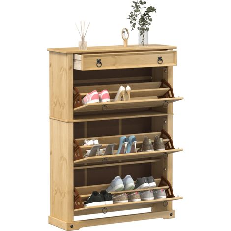 Schuhschrank Corona 99x32x138 cm Massivholz Kiefer