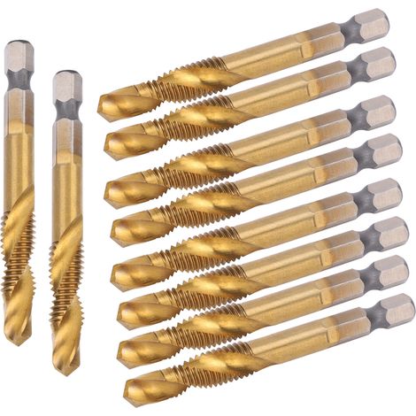 Kit de 10 Tarauds M8 HSS avec Forets 6.8mm en Acier Rapide pour Taraudage à 6 Côtés (1/5)