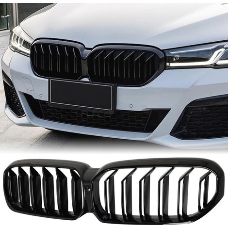 Doppelte Nieren-Kühlergrills für BMW 5er G30/G31 LCI (Facelift) G30/G31/G38 2020–2023, Schwarz Hochglanzlack